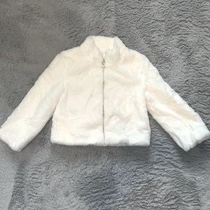 Little Girls OshKosh Faux Fur White Coat - Size 5T